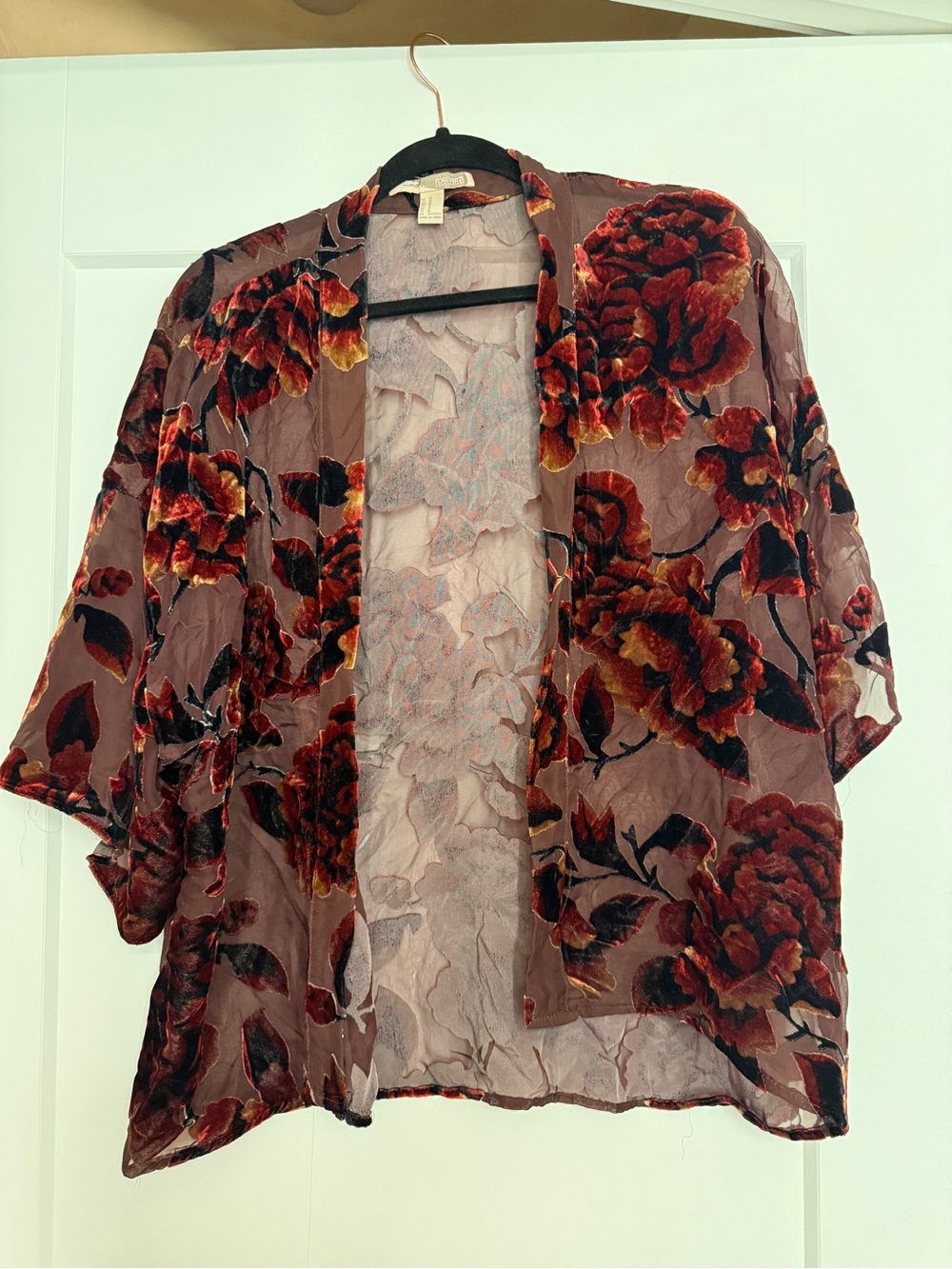 Sheer Floral Burnout Kimono